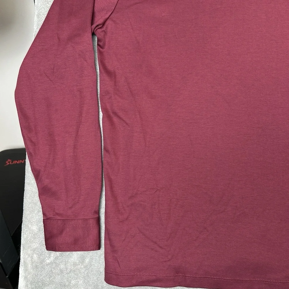 Charles Tyrwhitt Mens Medium Long Sleeves Polo Wine Red Shirt 100% Cotton Shirt - Picture 11 of 16